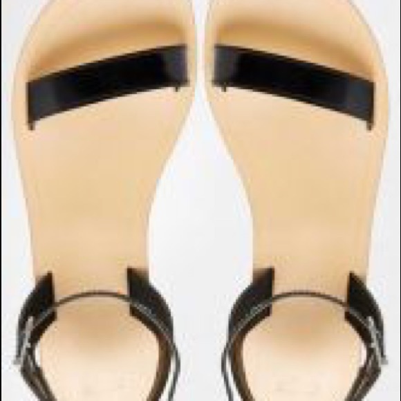 ASOS Fancy Me Leather Sandals Black Sz 7 - Picture 2 of 7